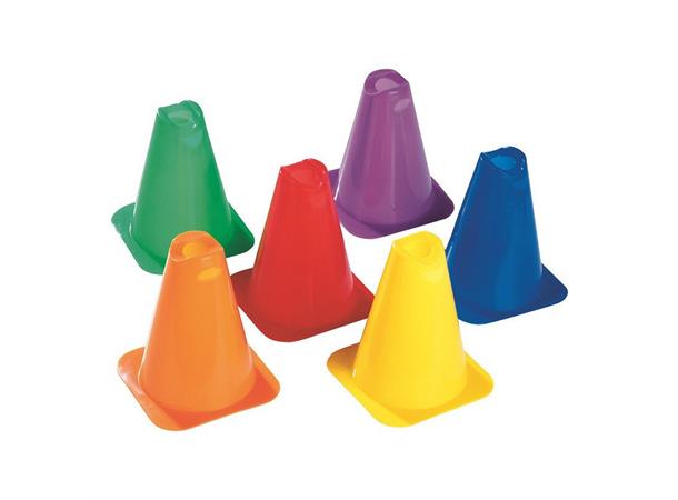 Markeringskjegler 6 stk | 16 cm Mini Flex | Assorterte farger