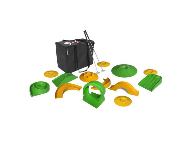 Minigolf sett MyMinigolf med bag 2 køller, 4 baller, 13 hindre 