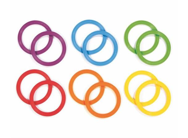 Gymnastikkringer 18 cm Sett med 12 ringer i forskjellige farger