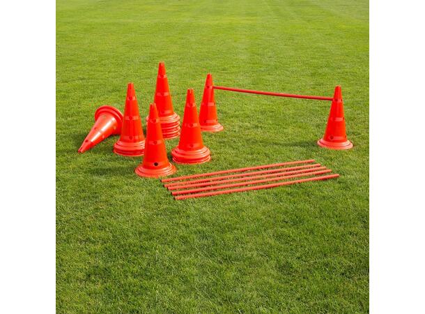 Hindersett til trening Rød 12 kjegler | 6 stenger | 50 cm 