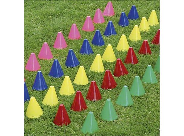 Markeringskjegler 50 stk | 7,5 cm Grønn, gul, rød, blå og rosa