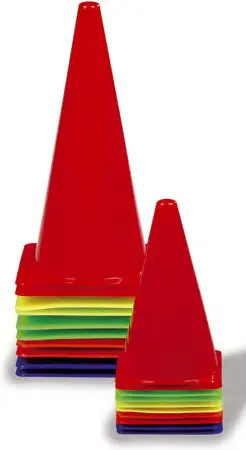 Markeringskjegler 10 stk | 37 cm Oransje, gul, rød, blå og grønn 
