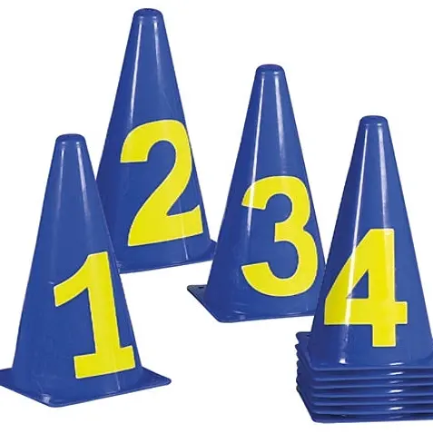 Markeringskjegler med tall 11 stk 11 kjegler med tallene 0 - 10 