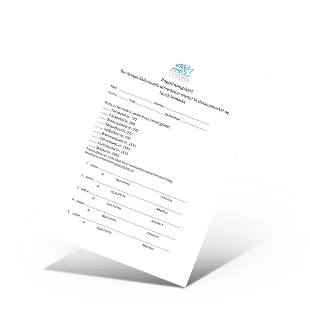 Registreringskort for plakett/statuett 